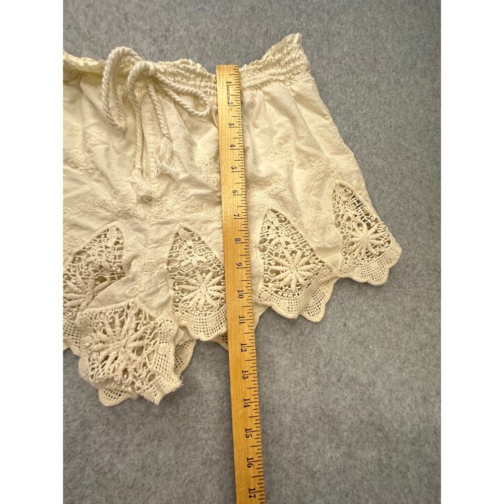 Mudd Ivory Embroidered Shorts Crochet Scallop Hem Cut Off Hot Pant Coquette XL - Picture 6 of 9